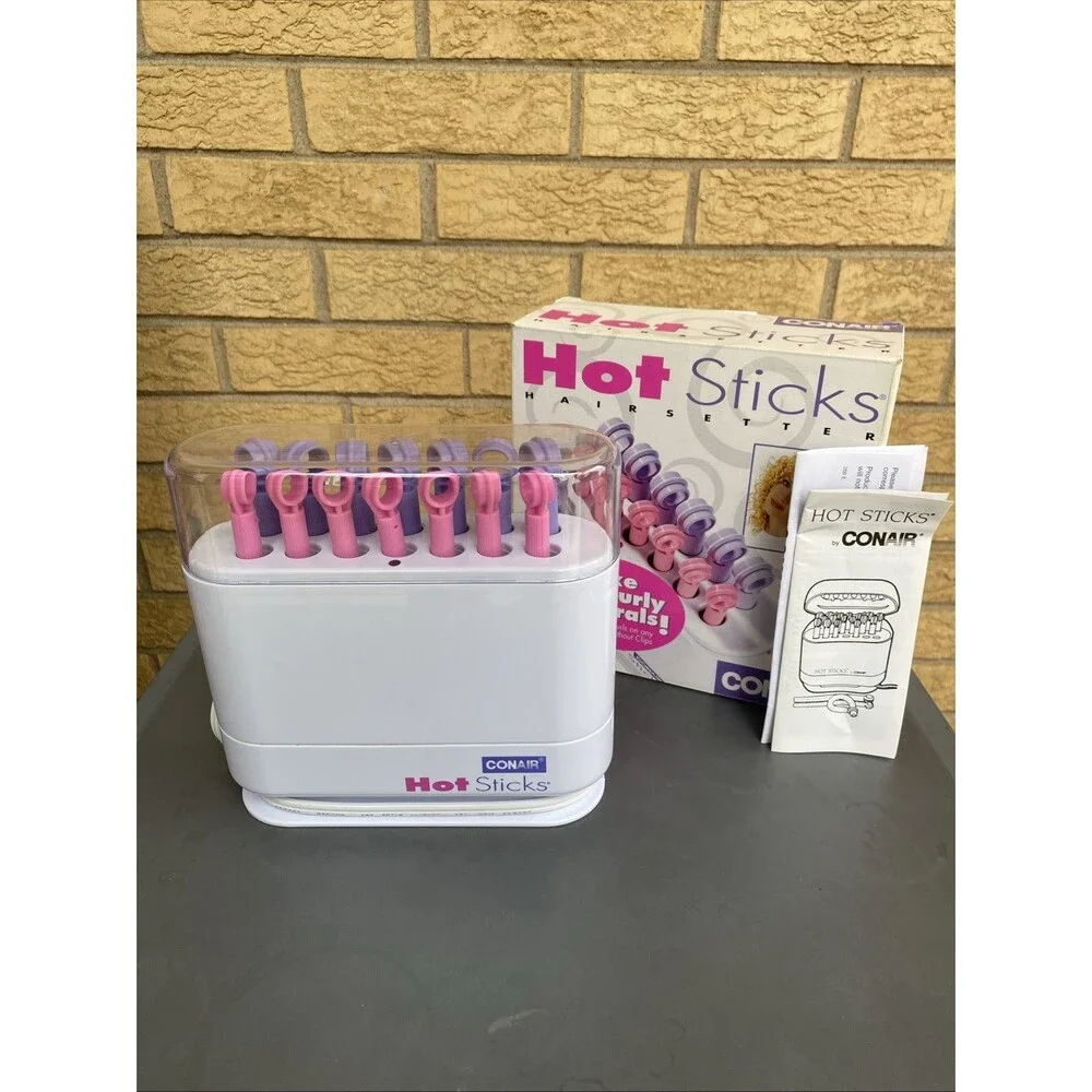 Vintage Conair Hot Sticks 14 Rollers Curlers Model HS18R Tested Working 2 Sizes